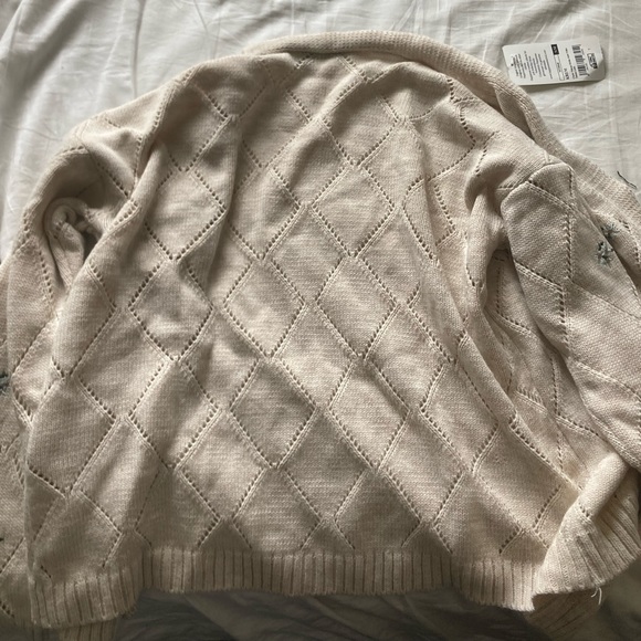 Cute Winter/Fall Button up Cardigan with blue flour pattern - Size S/M - Picture 3 of 6